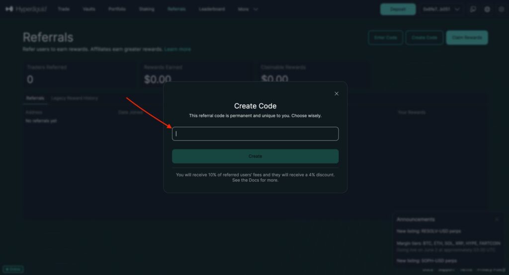 How to Create Your Own Hyperliquid Referral Code (Step-by-Step)